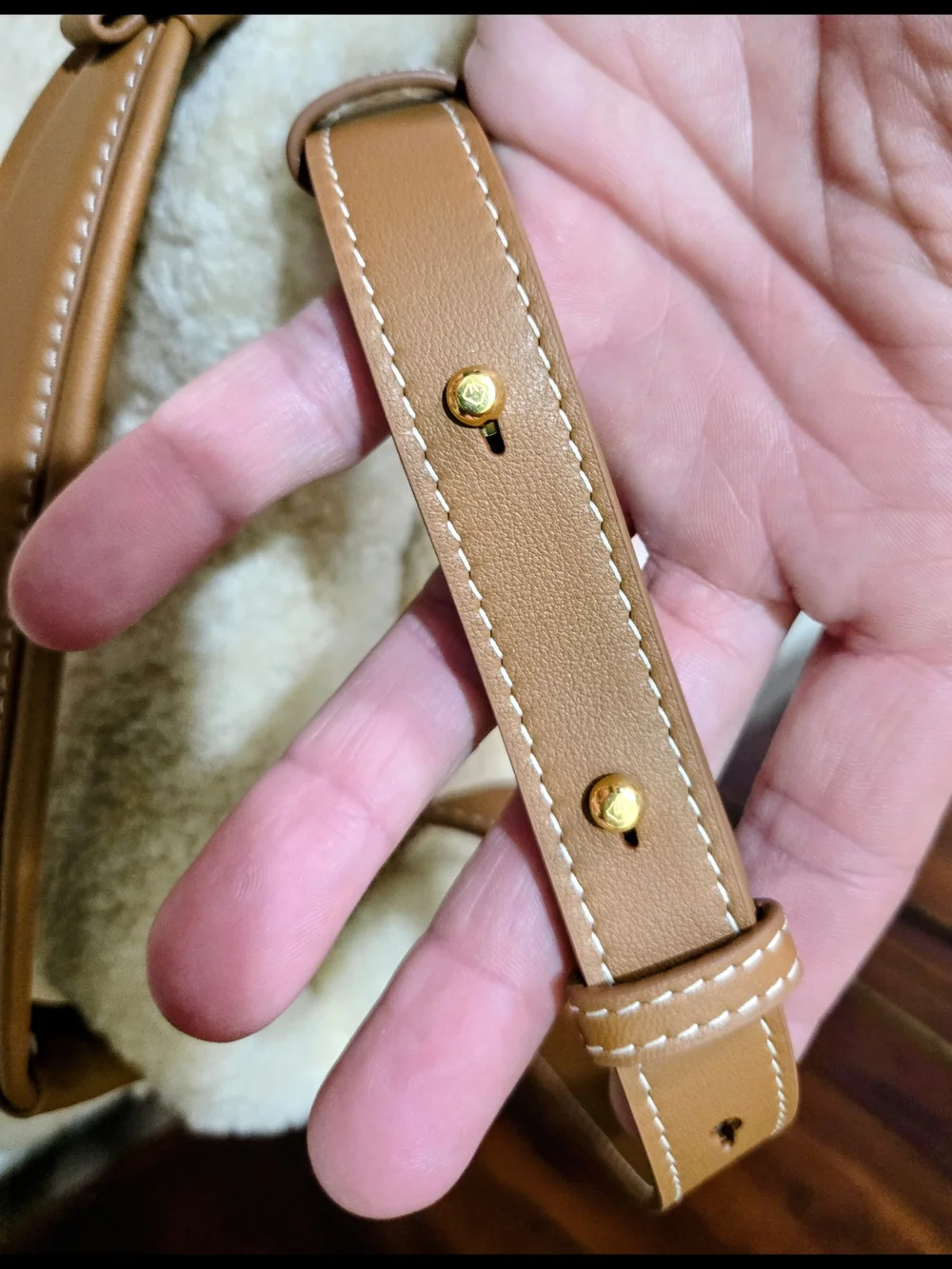 Songmont Amber Shearling Gather Clutch Set Small NWT Luxury Wool Leather - Picture 7 of 14